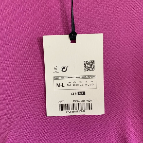 Zara Pink/Purple One Shoulder Gathered Midi Dress NWT - Picture 4 of 7